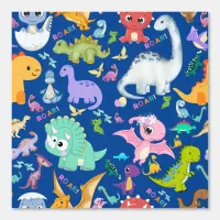 Cute Dinosaur Pattern on Blue | Wallpaper