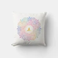 *~* Mandala Women Meditation Energy Pastel Rainbow Throw Pillow