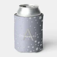 Silver diamonds monogram party name can cooler