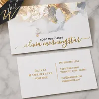 Elegant Foil Liquid Alcohol Ink Watercolor Business Cards