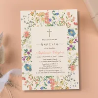 Wildflower Floral Baptism Invitation