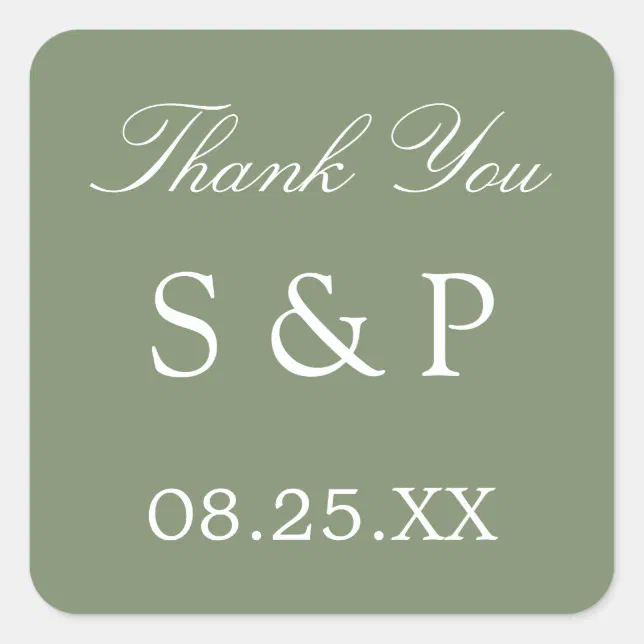 Sage Green Wedding Favor Thank You Sticker