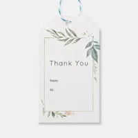 Serenity Gold and Greenery Geometric Wedding Gift Tags