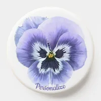 Purple Pansy Face Botanical Art Personalized PopSocket