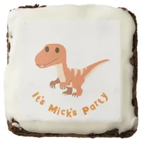 Cute Velociraptor with Custom Message Brownie