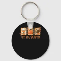 Tis The Season Pumpkin American Football Thanksgiv Keychain
