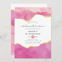 Pink and Gold Agate Bridesmaids Luncheon Invitation