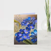 Forget-me-not flower with gold accents  note card