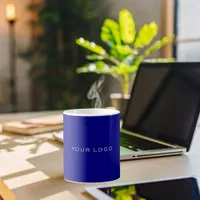 Navy blue white business logo rectangular coffee mug