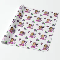 Purple Whimsical  Fairy, Flowers, Butterflies Wrapping Paper