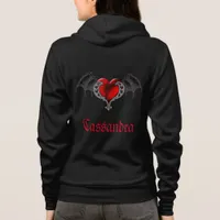 Goth Heart with Bat Wings Personalized Hoodie