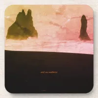 Rock Formations and the Ocean in Watercolor Beverage Coaster