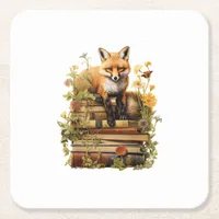 Cottagecore Aesthetic With Book Cute Goblincore Cr Square Paper Coaster