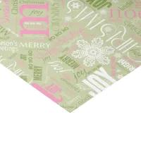 Christmas Text and Snowflake Pattern Green ID257 Tissue Paper