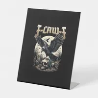 Gothic Skull F-Caw-F Crow Adult Humor Graphic  Pedestal Sign