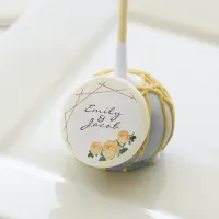 Elegant Gold Glitter Geometric Orange Floral Wed Cake Pops