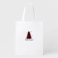 Tis The Season Red Plaid Christmas Tree Grocery Bag