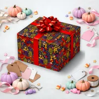 Gothic Burgundy Vintage Vampire Masquerade Pattern Wrapping Paper