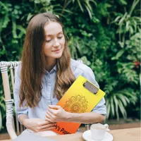 Art Deco Orange Yellow Mandala Clipboard