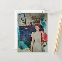 Beautiful Vintage Lady Along the River Postcard