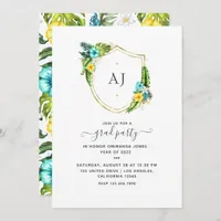 Monogram Tropical Summer Beach Graduation Invitation