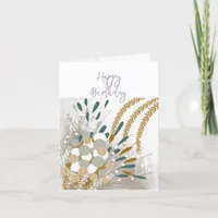 Abstract Floral Happy Birthday Greeting Card