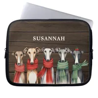 Rustic Greyhound Dogs in Scarves Laptop Sleeve