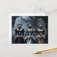 Women With Vintage Phone Heads Haunted Forest Postcard