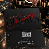 Black Raised Spot UV Brows Artist QR Code Business Card