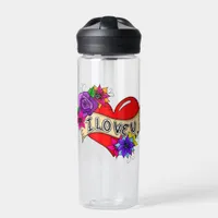 I Love You | Street Art Urban Heart   Water Bottle