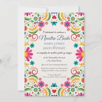Fiesta Colorful Floral Botanical Spanish Wedding Invitation