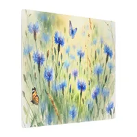 Watercolor Blue Floral Cornflower Germany | Metal Print