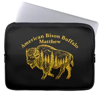 Bison in a Forest Illustration Laptop Sleeve