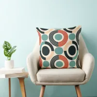 Contemporary Mid-century Style Geometric Pattern Throw Pillow