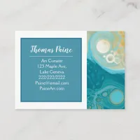 Pale Blue, Gold, Teal, Turquoise Marble Art   Business Card