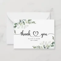 BUDGET Eucalyptus Green Foliage Wedding Thank You  Note Card