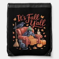 Crow It’s Fall Y’all Pumpkins Fall Autumn Hallowee Drawstring Bag