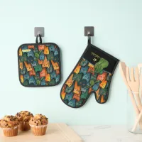 Cool Cats Oven Mitt and Pot Holders Oven Mitt & Pot Holder Set