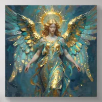 A Beautiful Gold and Turquoise Angel  Foam Core Photo Tile