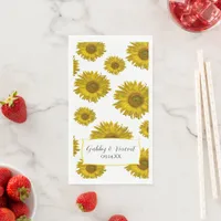 Yellow Scattered Sunflowers Wedding Paper Guest Towels