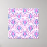 Boho Peacock Feather Jewel Tone-Neon Pink Canvas Print