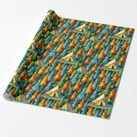 Retro Tents Camping Themed Wrapping Paper