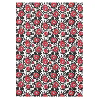 Red, Black and White Flowers Pattern Tablecloth