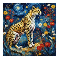 Cheetah with Flowers Photo Print