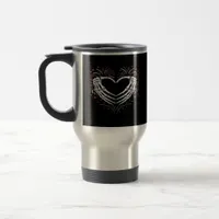 Skeleton Hand Heart 4th Of Usa Patriotic American Travel Mug