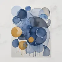 Blue and Gold Abstract Postcard