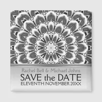 Black White Flower SavetheDate  Magnet