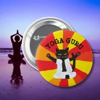 Yoga gift cat guru enthusiast meditation peace button