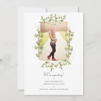 Greenery Geometric Photo Pregnancy Announcement