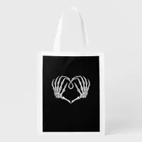 Valentines Day Gothic Heart With Skeleton Hands Va Grocery Bag